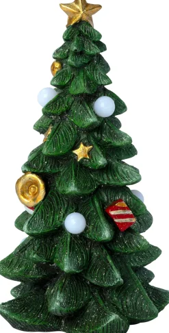 Intratuin decoratieboom versierd groen met verlichting D 11 H 19 cm