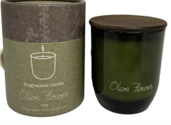 Intratuin geurkaars in glas Indi Olive Flower groen D 7,8 H 9,3 cm