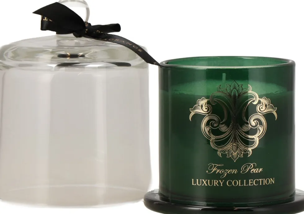 Intratuin geurkaars Luxe Frozen Pear groen 30 uur D 9,5 H 13 cm
