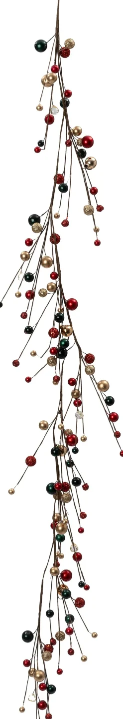 Intratuin guirlande Elin rood / groen / goud bal 150 cm