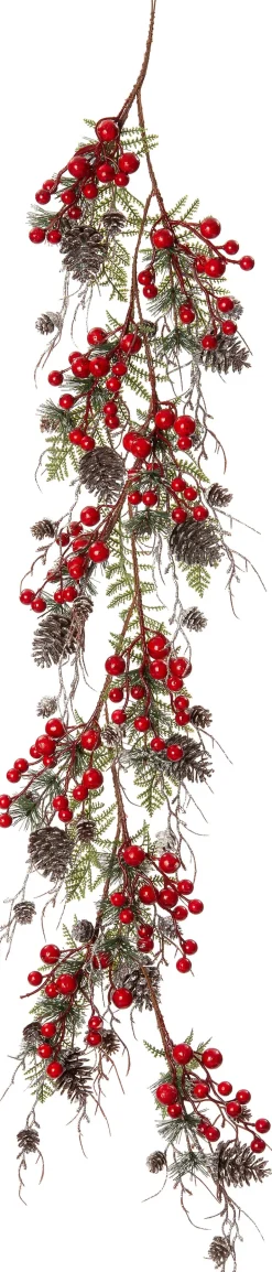 Intratuin guirlande Pinustakken met bessen 120 cm rood