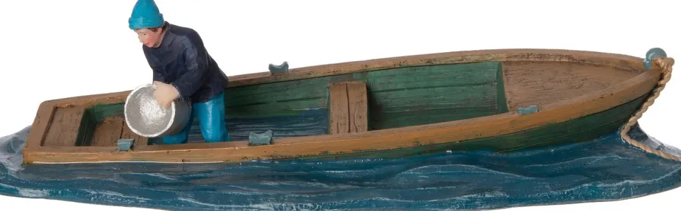 Intratuin Holland kerstdorpminiatuur zinkende boot 20 x 9 x 5,5 cm