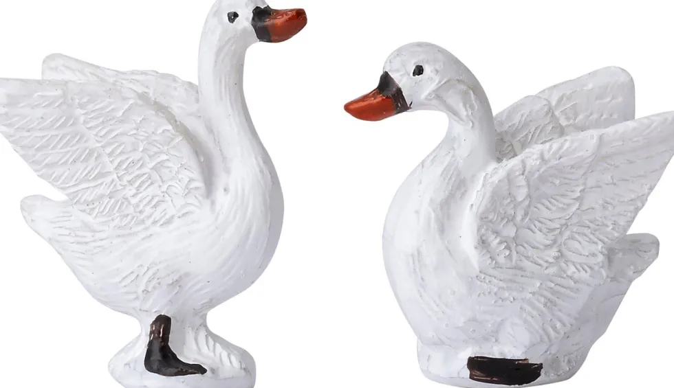 Intratuin Holland kerstdorpminiatuur zwanen 9 x 4,3 x 14 cm 2-delige set