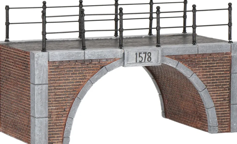 Intratuin Holland kerstdorpminiatuur grachtenbrug 20 x 11 x 12 cm grijs bruin