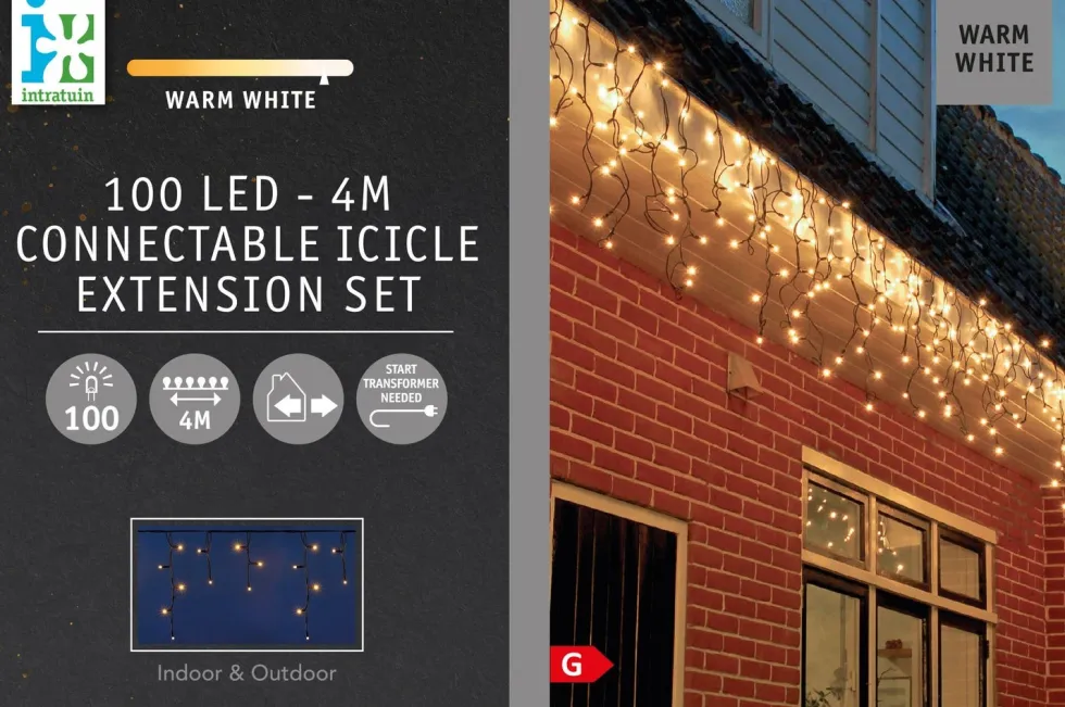 Intratuin ijspegelverlichting Connect De Luxe met 100 lampjes warm white 4 m