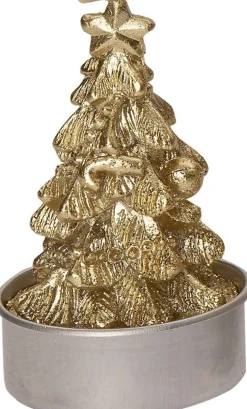 Intratuin kaars Kerstboom goud D 3,5 H 5 cm 6 stuks