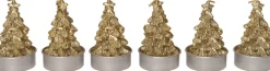 Intratuin kaars Kerstboom goud D 3,5 H 5 cm 6 stuks