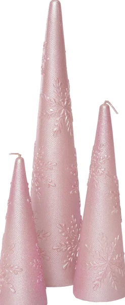 Intratuin kaars met sneeuwvlok roze 5,3 x 5,3 x 15 cm