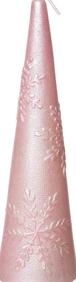 Intratuin kaars met sneeuwvlok roze 5,3 x 5,3 x 15 cm