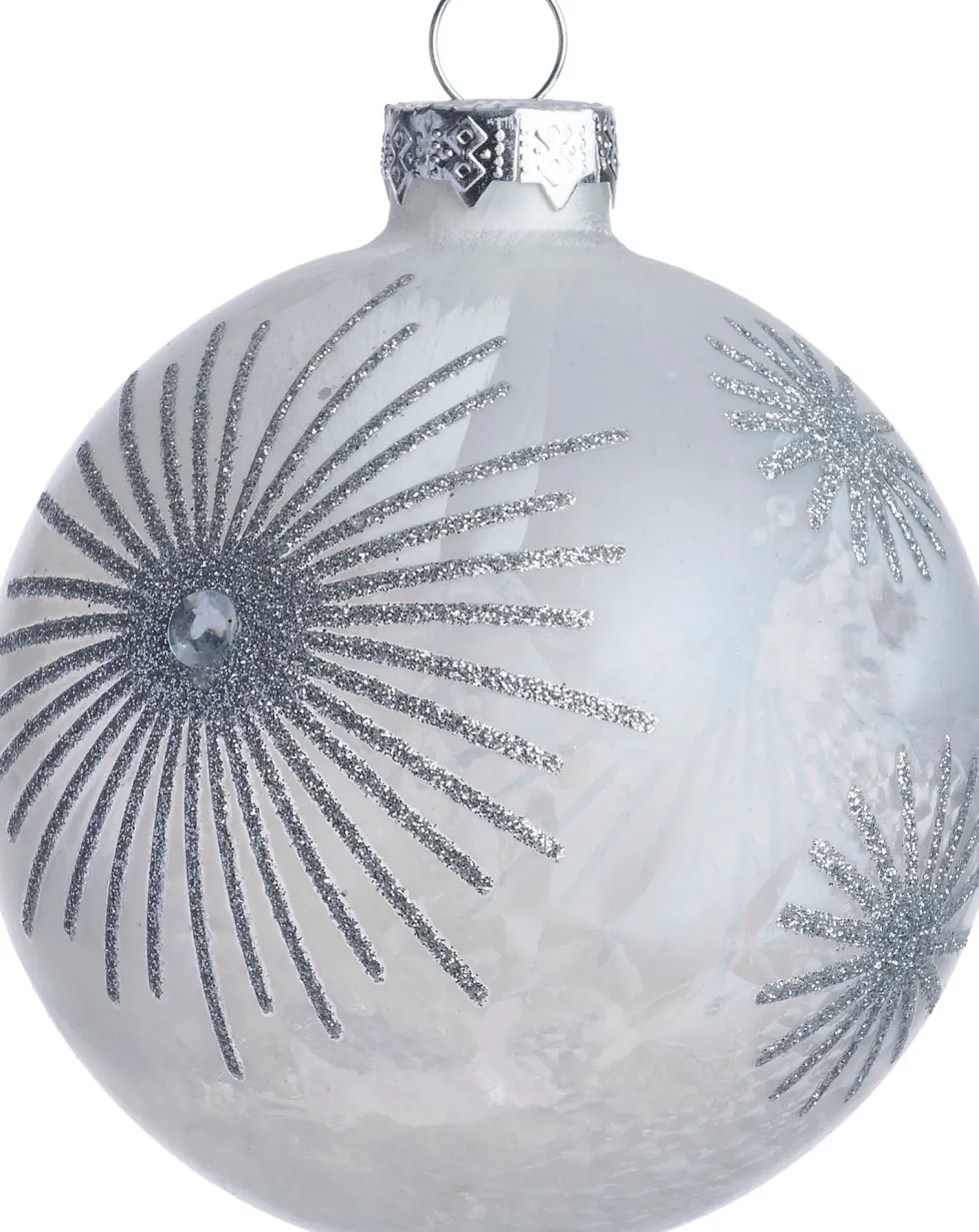 Intratuin kerstbal Aberlour zilver bloem D 8 cm