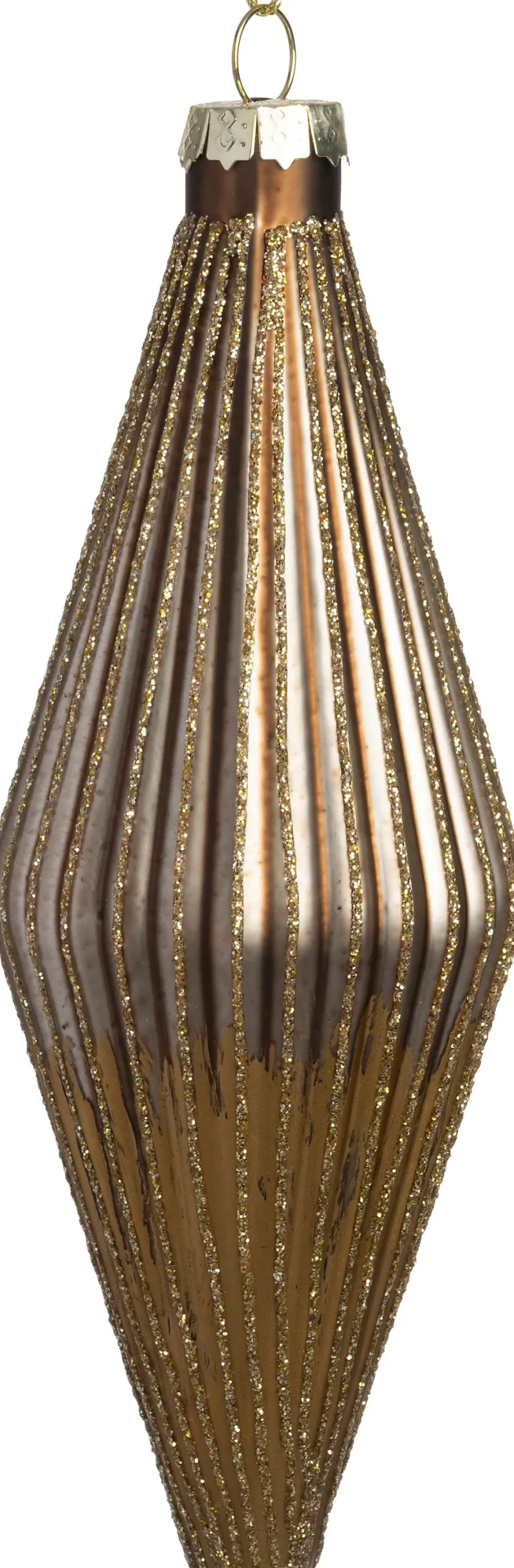 Intratuin kerstbal Ahascragh bruin / goud 5,5 x 5,5 x 14,5 cm