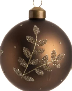 Intratuin kerstbal April mat bruin / goud D 8 cm