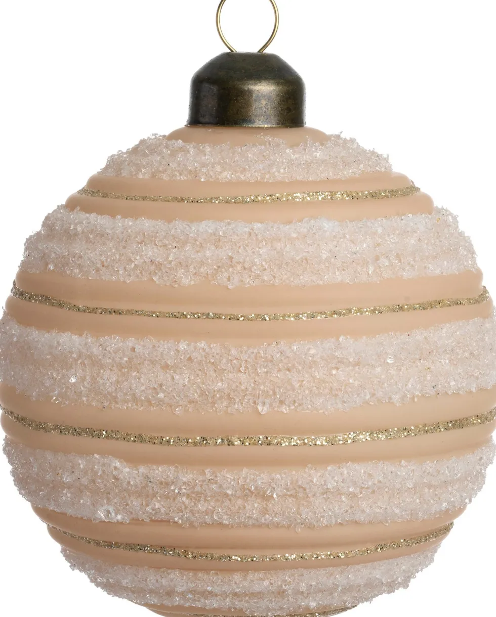 Intratuin kerstbal Arigna beige lijnen D 8 cm