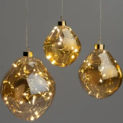 Intratuin kerstbal Avoca semitransparant oranje met verlichting D 15 cm