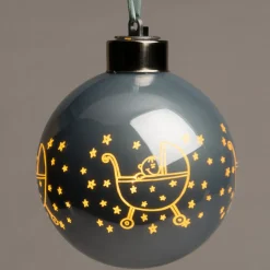 Intratuin kerstbal Babyboy met LED verlichting blauw D 8 cm