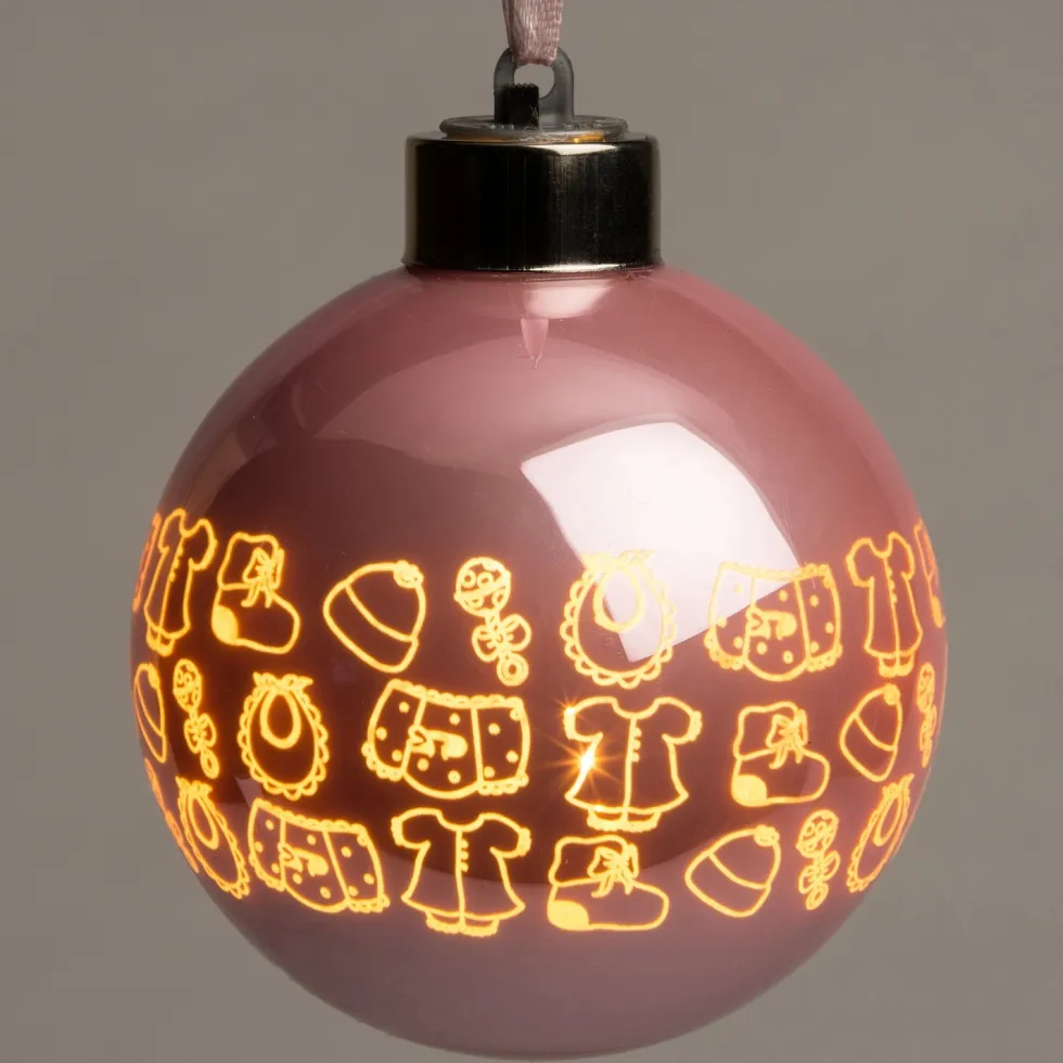 Intratuin kerstbal Babygirl met LED verlichting roze D 8 cm