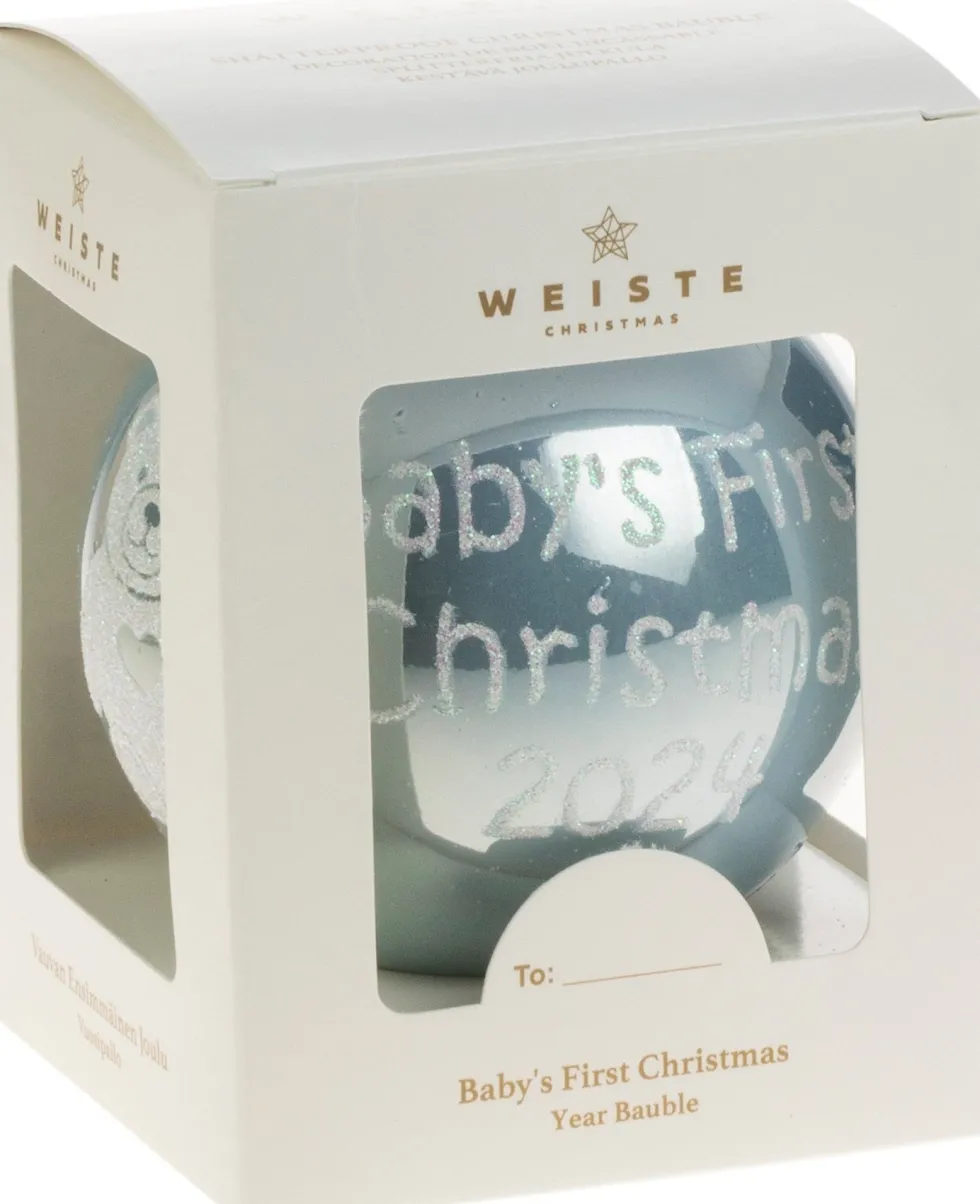 Intratuin kerstbal Baby's First Christmas blauw D 8,5 cm
