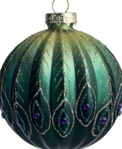 Intratuin kerstbal Banchory groen / blauw D 8 cm