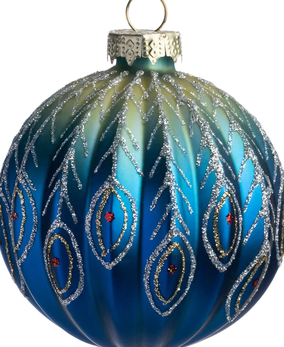 Intratuin kerstbal Banchory blauw / groen D 8 cm