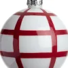 Intratuin kerstbal Beeston wit / rood ruit D 8 cm
