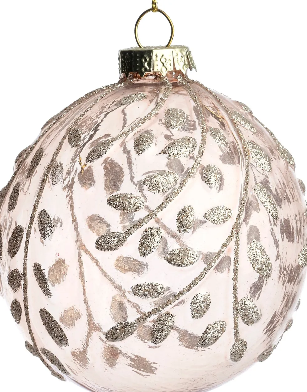 Intratuin kerstbal Birsay roze bladeren D 8 cm