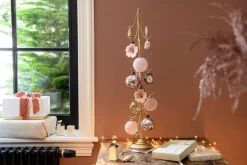 Intratuin kerstbal Birsay roze bladeren D 8 cm