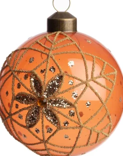 Intratuin kerstbal Blain bloem donkeroranje D 8 H 8 cm