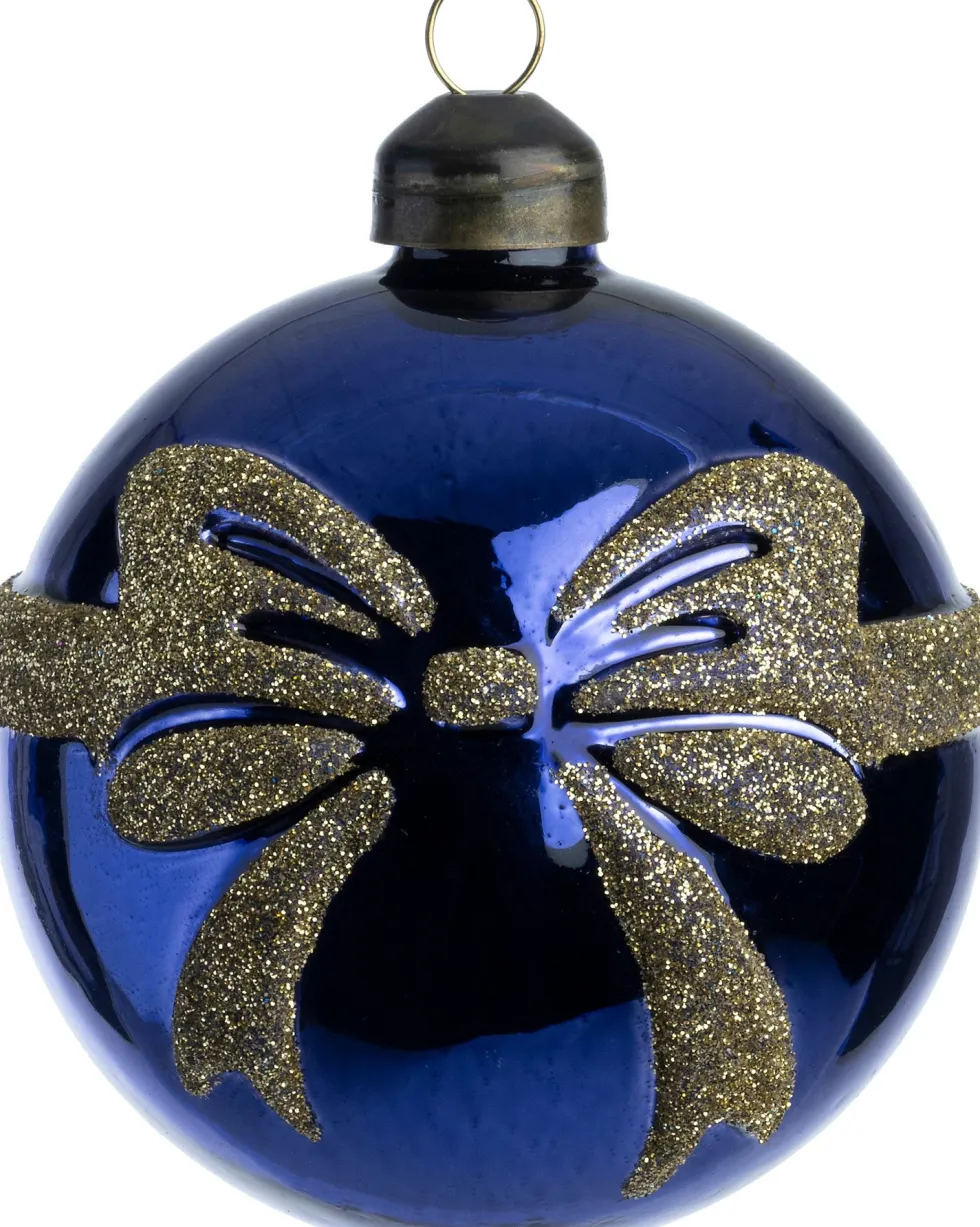 Intratuin kerstbal Bodi blauw strik D 8 cm