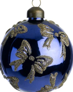 Intratuin kerstbal Bodi blauw strikjes D 8 cm
