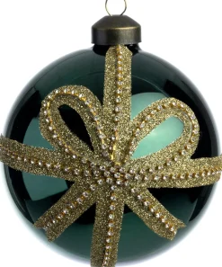 Intratuin kerstbal Bodi groen strass strik D 8 cm