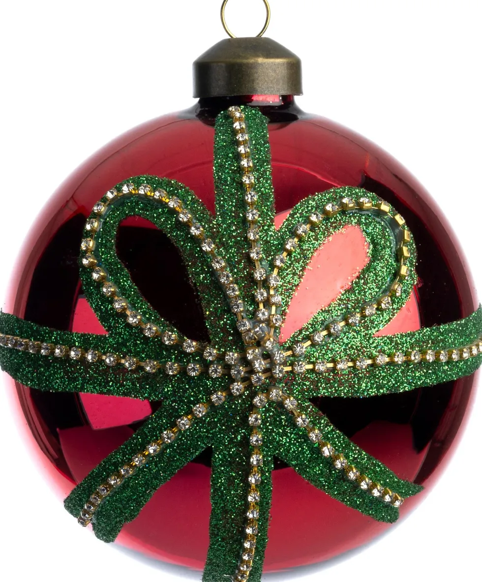 Intratuin kerstbal Bodi rood strass strik D 8 cm