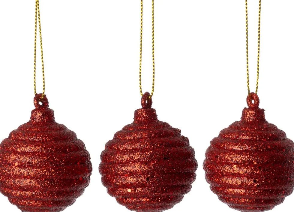 Intratuin kerstbal Borre rood D 4,5 H 5 cm 3 stuks