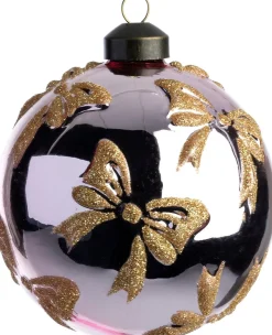 Intratuin kerstbal Bo strikjes roze / goud D 10 cm