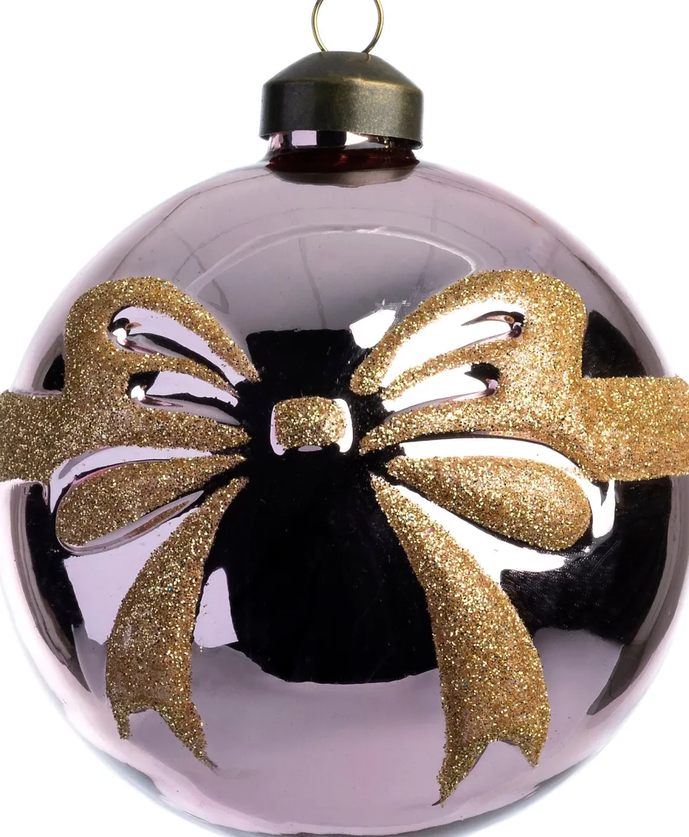 Intratuin kerstbal Bo strik roze / goud D 10 cm