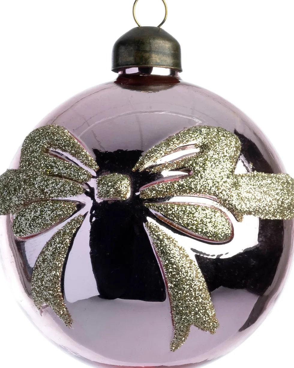 Intratuin kerstbal Bo strik roze / goud D 8 cm