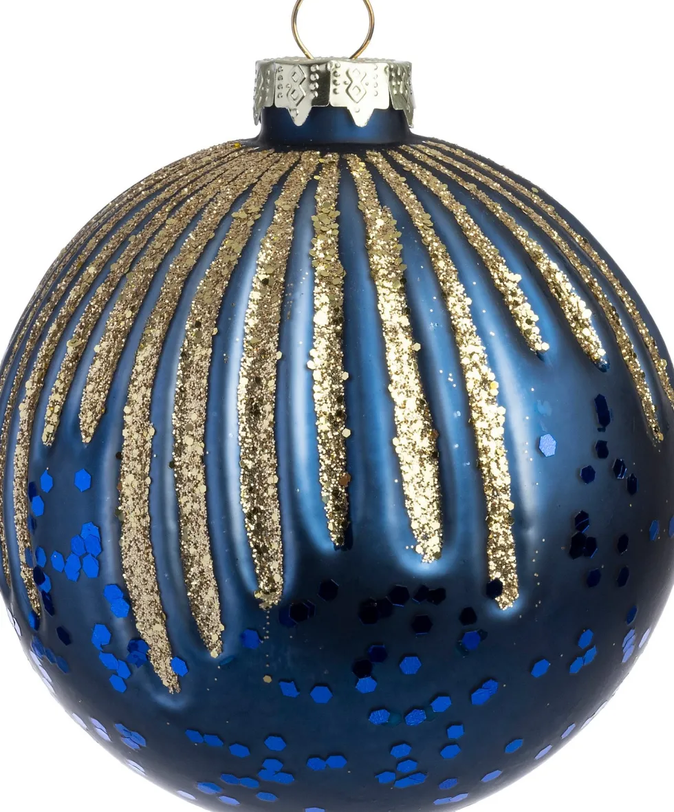 Intratuin kerstbal Cairndow blauw lijnen D 10 cm