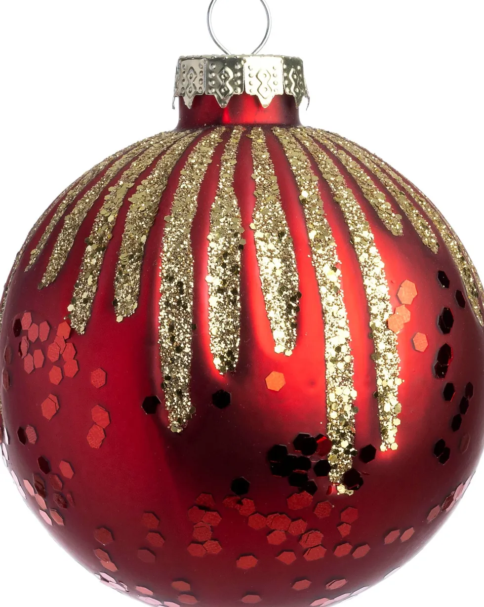 Intratuin kerstbal Cairndow rood lijnen D 10 cm