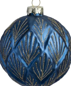 Intratuin kerstbal Cairndow blauw bladeren D 8 cm