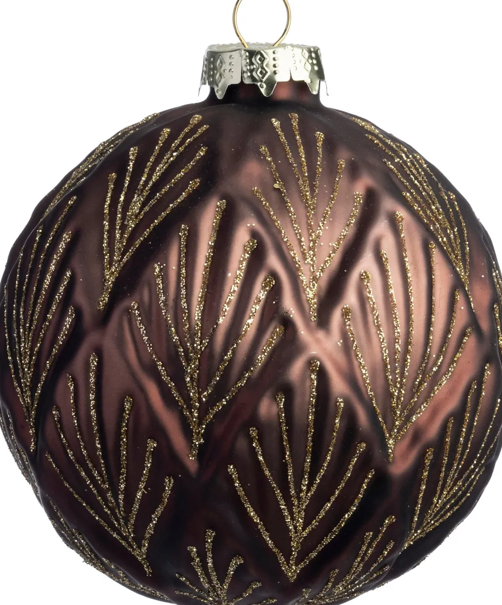 Intratuin kerstbal Cairndow bruin bladeren D 8 cm
