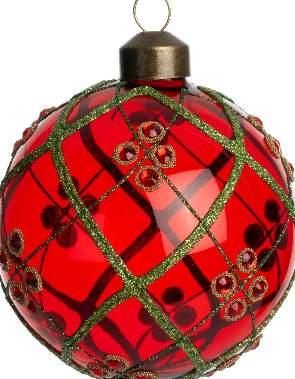 Intratuin kerstbal Cleggan rood lijnen D 8 cm