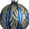 Intratuin kerstbal Cousland blauw bladeren D 10 cm