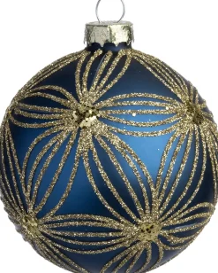 Intratuin kerstbal Cousland blauw bloem D 10 cm