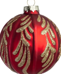 Intratuin kerstbal Cousland rood bladeren D 10 cm