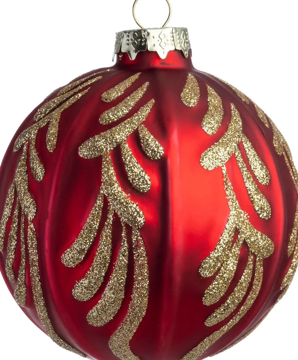Intratuin kerstbal Cousland rood bladeren D 10 cm