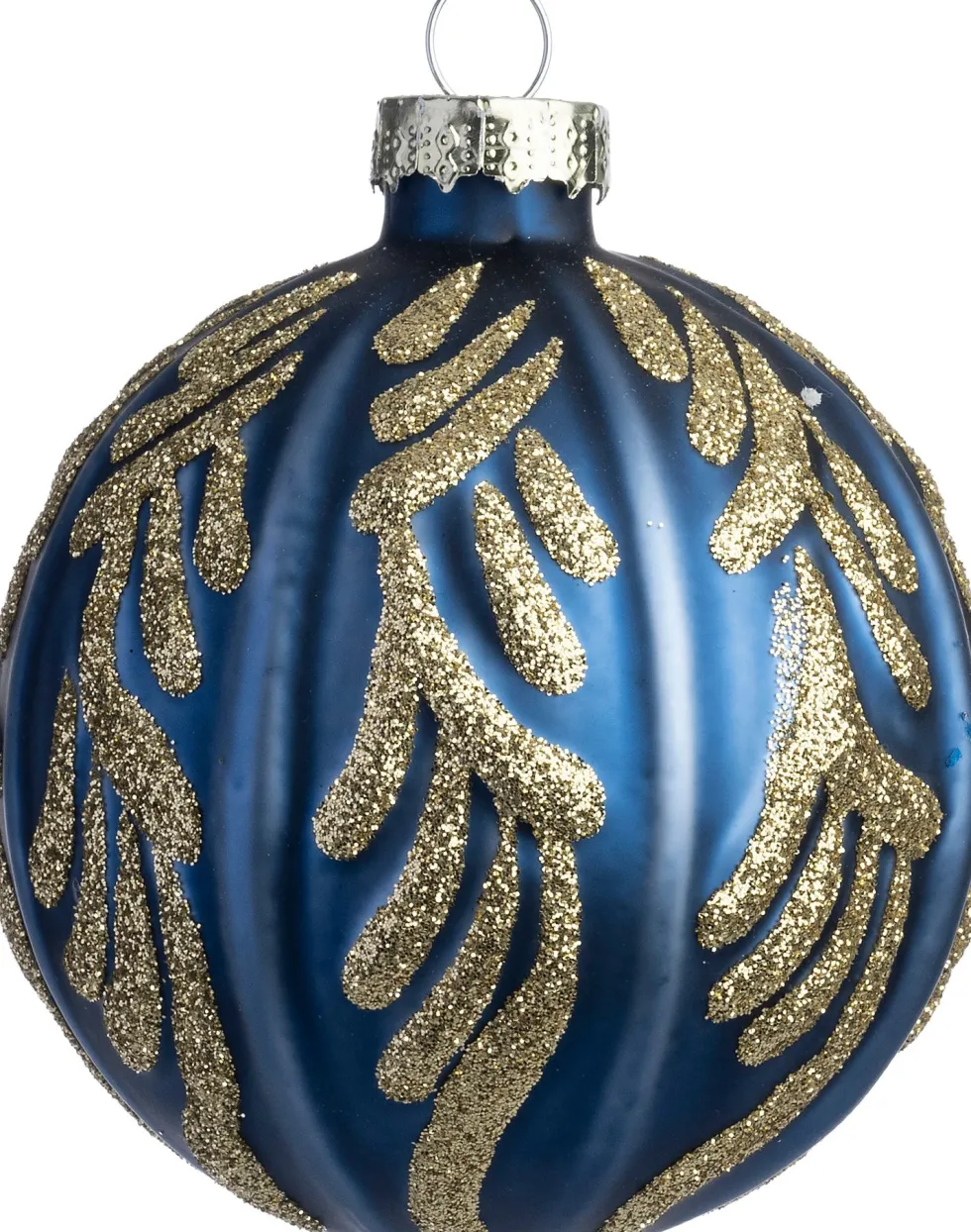 Intratuin kerstbal Cousland blauw bladeren D 8 cm