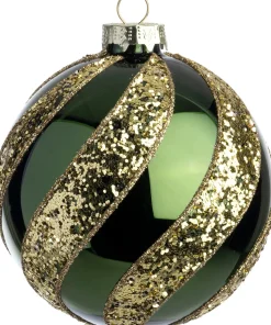 Intratuin kerstbal Cousland groen lijnen D 10 cm