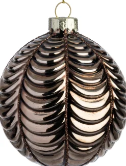 Intratuin kerstbal Davina bruin wave D 8 cm