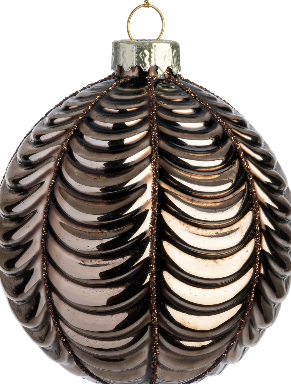 Intratuin kerstbal Davina bruin wave D 8 cm
