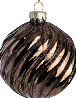 Intratuin kerstbal Davina bruin swirl D 8 cm