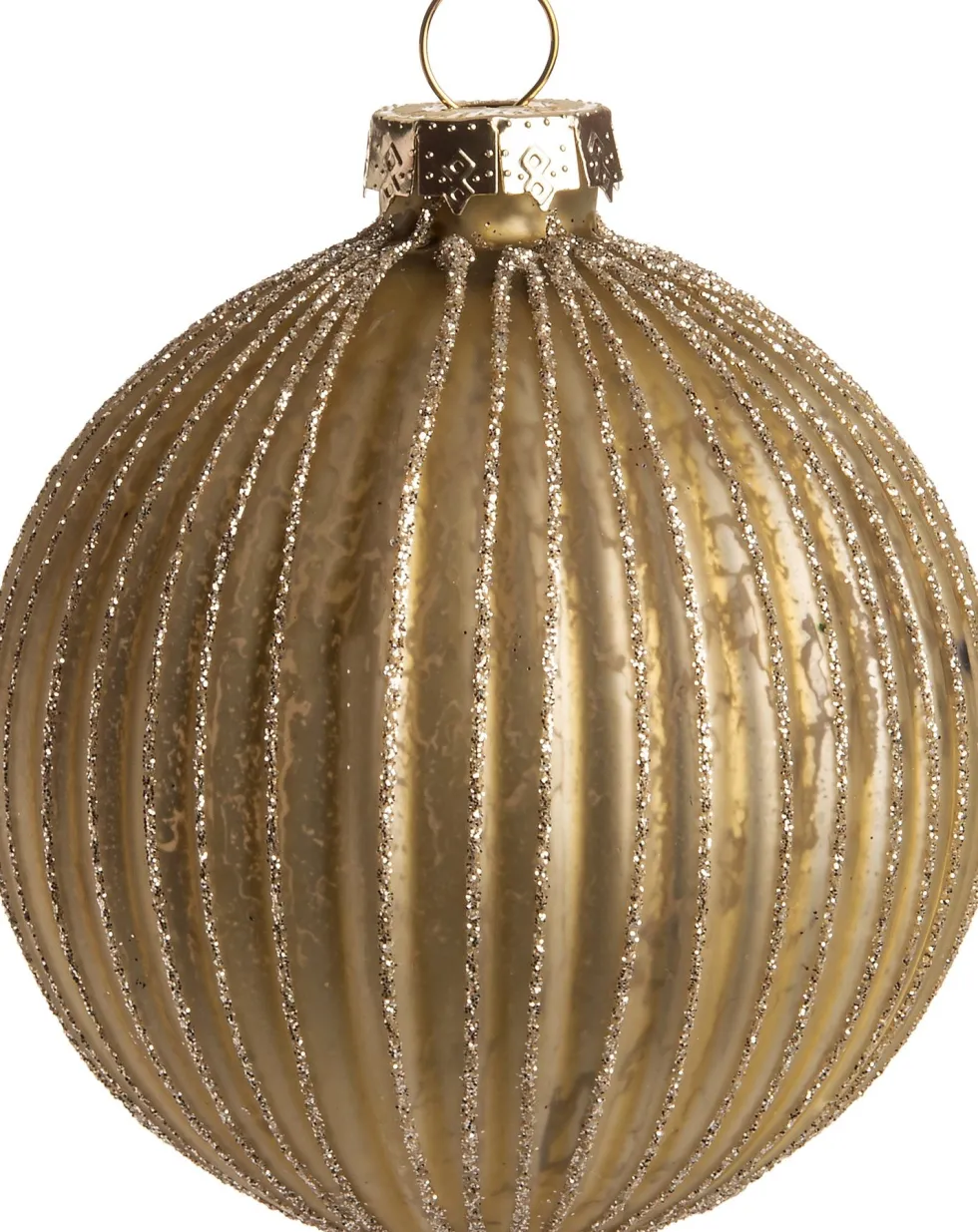 Intratuin kerstbal Deidre streep goud D 8 cm